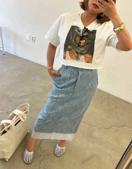 Sparkle Denim Skirt