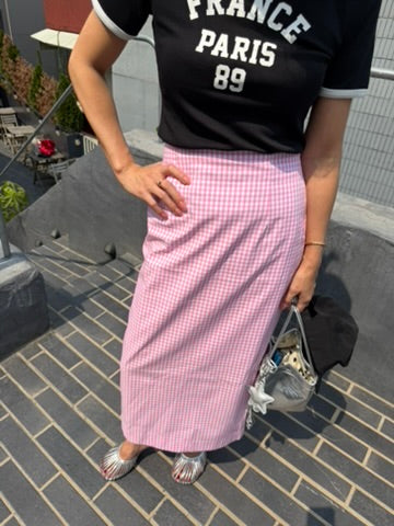 Pastel Check Tight Skirt