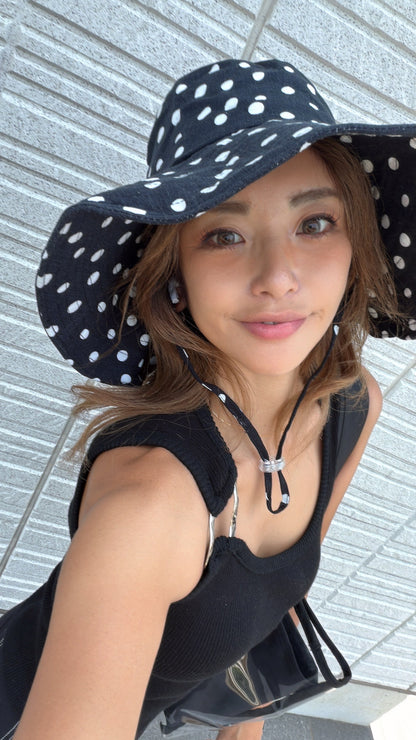 Dot Wide Brim Hat