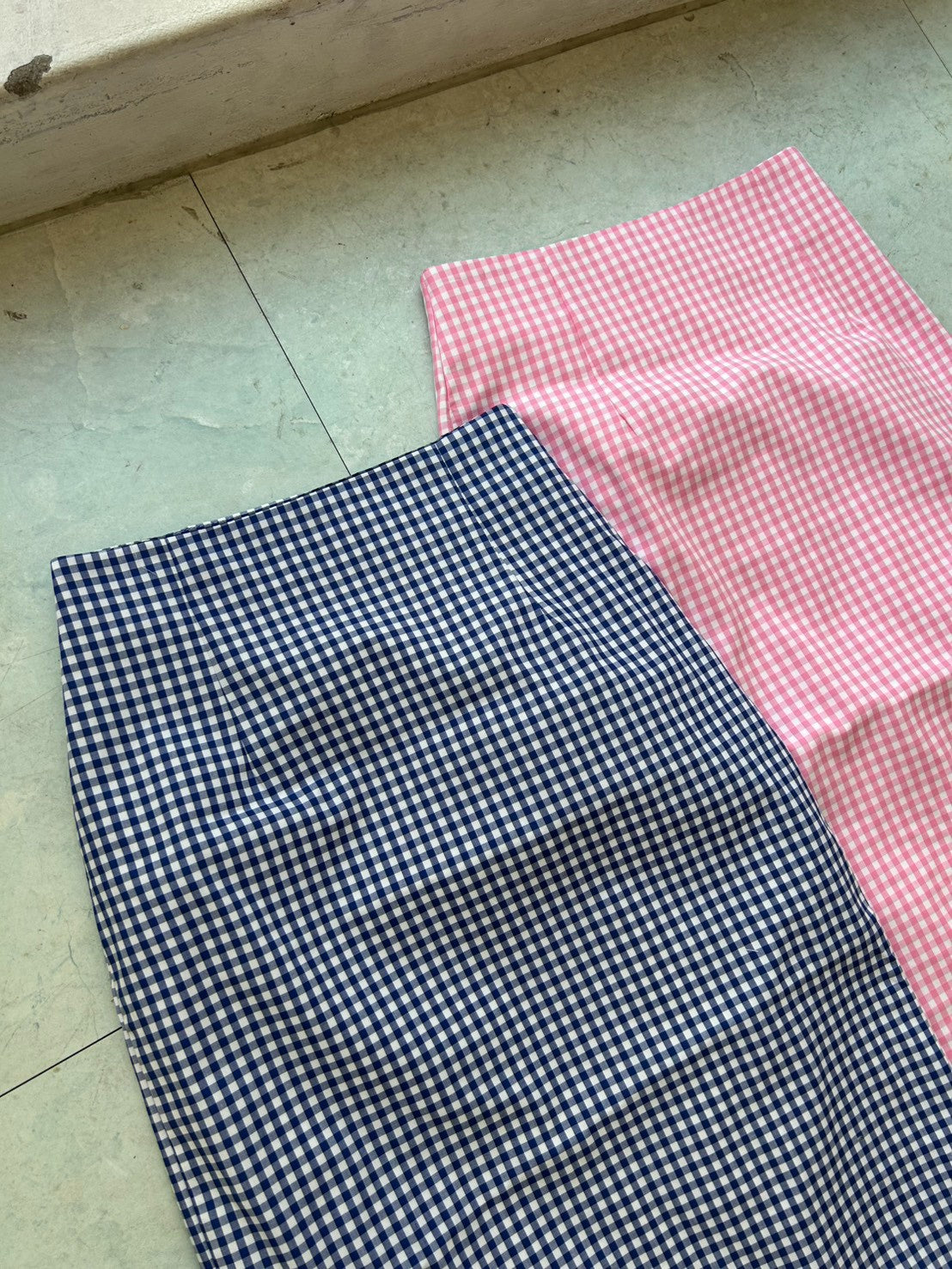 Pastel Check Tight Skirt