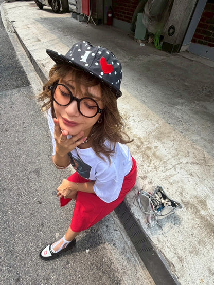 Heart Dot Satin Cap